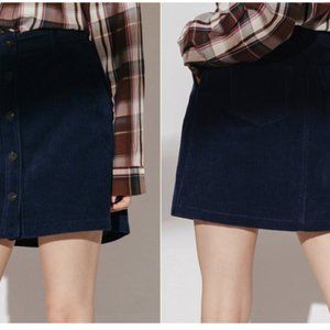 Women Mini Skirt Corduroy